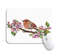 Tappetino Per Mouse Da Gioco Green Birds And Flowers Watercolor On Pink Color Tappetino Mouse Gaming Personalizzato Portatile Tappetino Mouse Piccolo, Per Computer, Gaming Mouse, 25 x 30cm