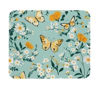 Tappetino per Mouse da Gioco Green Butterfly And Flower Pattern Tappetini Mouse Lavabile Facile da Pulire Sottomano, per Laptop, Ufficio, Casa, 25x30cm