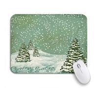 Tappetino per Mouse da Gioco Green Pattern Vintage Christmas Trees Snow Retro Winter Sottomano Impermeabile Facile da Pulire Tappetino Mouse Pad, per Computer, Laptop, 25 x 30cm