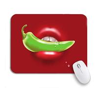 Tappetino per Mouse da Gioco Green Pepper in The Woman Red Sexy Mouth Tappetino Mouse Gaming Antipolvere Facile da Pulire Tappetino Mouse Piccolo, per Gioco, Ufficio, 25 x 30cm