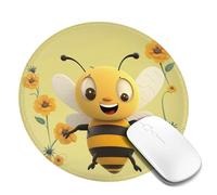 Tappetino per mouse da gioco Happy Bee, 4 pezzi, con bordo cucito, comodo tappetino per mouse con base in gomma antiscivolo, lavabile per computer, ufficio e laptop da 8 pollici.