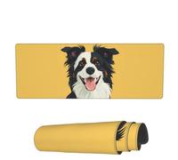 Tappetino per Mouse da Gioco Happy Cute Border Collie Tappetino per Il Mouse Antiscivolo Personalizzato Mousepad Forma Rettangolare, per Casa, Computer, Ufficio, 80x30cm