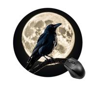 Tappetino per mouse da gioco, impermeabile, base in gomma antiscivolo, lavabile, personalizzato, corvo nero sulla luna piena, accessori per computer portatile, accessori da scrivania, estetica