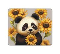Tappetino per mouse da gioco, impermeabile, con base in gomma antiscivolo, grazioso panda e girasole, tappetino per mouse quadrato per computer portatile, lavabile, tappetino da scrivania per tavolo