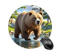 Tappetino per mouse da gioco, impermeabile, con base in gomma antiscivolo, lavabile, personalizzabile con orso che attraversa il fiume, per computer portatile, accessori da scrivania, estetica