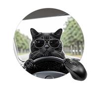 Tappetino per mouse da gioco, impermeabile, con base in gomma antiscivolo, lavabile, personalizzato, con gatto nero che guida auto, tappetino per mouse per computer portatile, accessori da scrivania