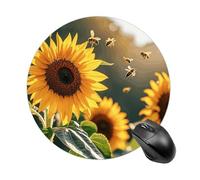 Tappetino per mouse da gioco, impermeabile, con base in gomma antiscivolo, lavabile, personalizzato, motivo: api e girasoli, per computer portatile, accessori da scrivania, estetica, ufficio, casa