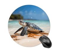Tappetino per mouse da gioco, impermeabile, con base in gomma antiscivolo, lavabile, personalizzato, tartaruga marina, spiaggia, accessori da scrivania, per ufficio, casa, viaggi, rotondo, rotondo