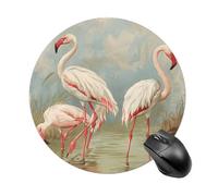 Tappetino per mouse da gioco impermeabile Flamingo in Water, con base in gomma antiscivolo, rotondo, con bordi cuciti, per scrivania, 7,8 pollici