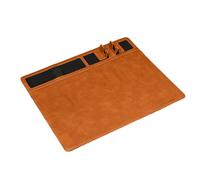 Tappetino per mouse da gioco in pelle PU marrone con ricarica wireless da 15 W per ufficio, scrivania e casa