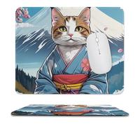 Tappetino per Mouse da Gioco Japan Samurai Cat Mount Cherry s Accessori | Gaming 10x12in Lavabile Mouse Pad Bordi Cuciti Mousepad per Mac Sensori da Gioco Computer