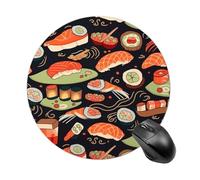 Tappetino per Mouse da Gioco Japanese Sushi Shrimp Tappetino per Il Mouse Antiscivolo Portatile Base Antiscivolo in Gomma Sottomano, per Casa, Laptop, Computer, 20cm