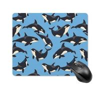 Tappetino per Mouse da Gioco Killer Whales Orca Pattern Tappetino per Il Mouse Antiscivolo Base Antiscivolo in Gomma Confortevole Sottomano, per Laptop, Computer, Gaming Mouse, 25x30cm