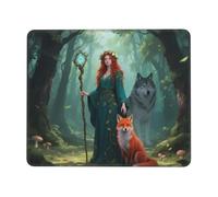 Tappetino per mouse da gioco Lady and Wolf con base in gomma antiscivolo per laptop e computer di casa, 7,9 x 9,5 pollici.