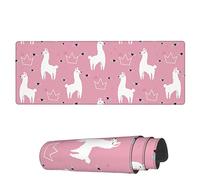Tappetino per Mouse da Gioco Lovely Llama Pink Alpaca Tappetini Mouse Portatile Mousepad Forma Rettangolare, per Gaming Mouse, Laptop, Ufficio, 80x30cm