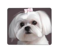 Tappetino per Mouse da Gioco Lovely Maltese Dog Tappetini Mouse Portatile Confortevole Sottomano, per Laptop, Computer, Ufficio, 25x30cm