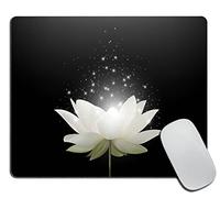 Tappetino per Mouse da Gioco Magic White Lotus Flower On Black Background Tappetino per Il Mouse Antiscivolo Antipolvere Lavabile Sottomano, per Scrivania, Ufficio, Laptop, 25x30cm