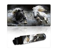 Tappetino per mouse da gioco Majestic Black and White Horse, tappetino da scrivania grande da 24 x 12 pollici, tappetini per tastiera con base antiscivolo, accessori da scrivania per tastiera da uff