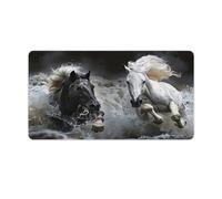 Tappetino per mouse da gioco Majestic Black and White Horse, tappetino da scrivania grande da 30 x 16 pollici, tappetino per tastiera con base antiscivolo, accessori da scrivania per tastiera da uffi