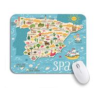 Tappetino Per Mouse Da Gioco Map Of Spain Travel Spanish Landmarks People Food Tappetino Mouse Gaming Confortevole Antipolvere Tappetini Mouse, Per Scrivania, Gioco, 25 x 30cm