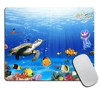 Tappetino per Mouse da Gioco Marine Life Sea World Animals Fish with Turtles Coral Tappetino Mouse Portatile Lavabile Sottomano, per Gaming, Laptop, Computer, 25x30cm