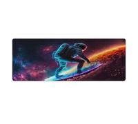 Tappetino per mouse da gioco motivo astronauta che naviga tra le stelle con bordi cuciti in gomma antiscivolo impermeabile e resistente per casa ufficio gioco 30x80cm