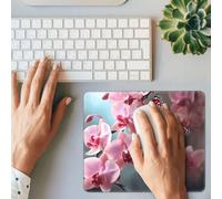 Tappetino per mouse da gioco, motivo orchidea, fiore, farfalla, rettangolare, base in gomma antiscivolo, con bordi cuciti, tappetino per mouse per computer, laptop, ufficio, decorazione, 25,4 x 30,5