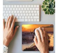 Tappetino per mouse da gioco, motivo: tramonto a Budapest, rettangolare, base in gomma antiscivolo, con bordi cuciti, tappetino per mouse per computer, laptop, ufficio, decorazione, 25,4 x 30,5 cm