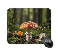 Tappetino per Mouse da Gioco Mushroom Flowers And Branches in The Tappetino per Il Mouse Antiscivolo Antipolvere Impermeabile Sottomano, per Computer, Casa, Laptop, 25x30cm