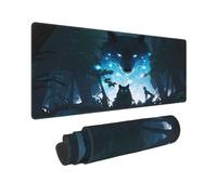 Tappetino per mouse da gioco Mysterious Wolf XXL 31,5 x 12 pollici, tappetino da scrivania esteso per tastiera e mouse, base in gomma antiscivolo, tappetino per mouse con bordi cuciti impermeabile pe