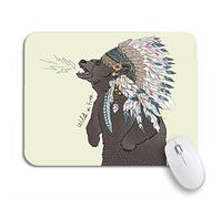 Tappetino Per Mouse Da Gioco Native Roaring Bear In War Bonnet Wild And Free Tappetino Mouse Base Antiscivolo In Gomma Confortevole Sottomano, Per Computer, Laptop, 25 x 30cm