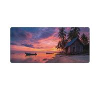 Tappetino per mouse da gioco Nature Beach con base in gomma antiscivolo, 3XL, con bordi cuciti, impermeabile e lavabile, per scrivania, casa, ufficio, giochi, 35,5"x16"