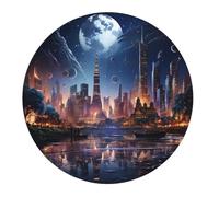 Tappetino per Mouse da Gioco New York Cityscape Night Moon Neon Tappetini Mouse Portatile Antipolvere Sottomano, per Scrivania, Gaming, Ufficio, 20cm