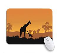 Tappetino Per Mouse Da Gioco Night Wild African Animals Silhouettes In Beautiful Sunset Tappetino Mouse Piccolo Antipolvere Lavabile Sottomano, Per Computer, Laptop, 25 x 30cm