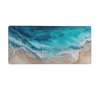 Tappetino per mouse da gioco Ocean Wave Beach con base in gomma antiscivolo 2XL con bordi cuciti, tappetino per mouse impermeabile e lavabile per scrivania, casa, ufficio, giochi, 16x35,5 pollici