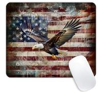 Tappetino per Mouse da Gioco Patriotic Bald Eagle with American Flag Tappetino Mouse Pad Lavabile Impermeabile Sottomano, per Ufficio, Casa, Scrivania, 25x30cm