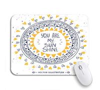 Tappetino Per Mouse Da Gioco Pattern And Beautiful Text You Are My Sunshine Circle Tappetino Per Il Mouse Antiscivolo Lavabile Antipolvere Tappetino Mouse Pad, Per Casa, Scrivania, 25 x 30cm