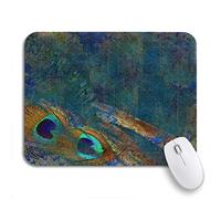 Tappetino per Mouse da Gioco Pattern Exotic Dark Blue Peacock Feathers Sea Oriental Scratches Tappetino Mouse Lavabile Impermeabile Tappetini Mouse, per Computer, Laptop, 25 x 30cm