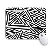Tappetino per Mouse da Gioco Pattern Monochrome Spiral Triangle African Line Black Abstract Circle Tappetino Mouse Pad Lavabile Impermeabile Tappetino Mouse, per Computer, Laptop, 25 x 30cm
