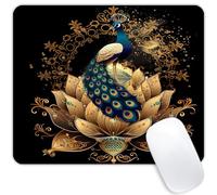 Tappetino per Mouse da Gioco Peacock On Golden Lotus Tappetino Mouse Pad Facile da Pulire Antipolvere Mousepad Forma Rettangolare, per Laptop, Ufficio, Gaming, 25x30cm