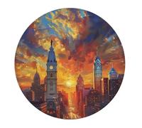 Tappetino per Mouse da Gioco Philadelphia Beautiful City Landscape Sunset Painting Tappetino Mouse Gaming Portatile Confortevole Sottomano, per Scrivania, Computer, Casa, 20cm