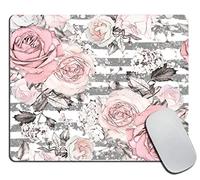 Tappetino per Mouse da Gioco Pink Gray Flower, Flower Tappetino Mouse Gaming Personalizzato Base Antiscivolo in Gomma Mousepad Forma Rettangolare, per Scrivania, Laptop, Ufficio, 25x30cm