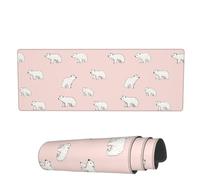 Tappetino per Mouse da Gioco Polar Bear Lovely Pink Tappetino per Il Mouse Antiscivolo Base Antiscivolo in Gomma Mousepad Forma Rettangolare, per Casa, Ufficio, Computer, 80x30cm