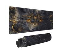 Tappetino per mouse da gioco Predatory Wolf XXL 31,5 x 12 pollici, tappetino da scrivania esteso per tastiera e mouse, base in gomma antiscivolo, tappetino per mouse con bordi cuciti impermeabile per