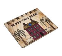 Tappetino per Mouse da Gioco Primitive Bless This Home Willow Saltbox Tappetini Mouse Confortevole Personalizzato Mousepad Forma Rettangolare, per Laptop, Ufficio, Scrivania, 25x30cm