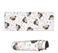 Tappetino per Mouse da Gioco Pug Dogs Watercolor Pattern Tappetino Mouse Gaming Base Antiscivolo in Gomma Sottomano, per Laptop, Gaming Mouse, Casa, 80x30cm