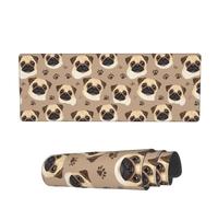 Tappetino per Mouse da Gioco Pug On Brown Pattern Tappetino Mouse Impermeabile Sottomano, per Gaming Mouse, Computer, Laptop, 80x30cm