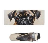Tappetino Per Mouse Da Gioco Puppy Dog Cute Pug Tappetino Mouse Pad Lavabile Mousepad Forma Rettangolare, Per Ufficio, Scrivania, Laptop, 80x30cm
