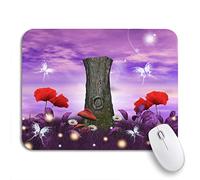 Tappetino Per Mouse Da Gioco Purple Magic Tree And Poppies Colorful Garden Sottomano Facile Da Pulire Portatile Tappetino Mouse Gaming, Per Computer, Ufficio, 25 x 30cm