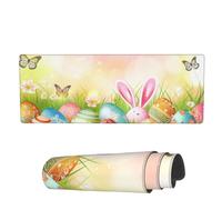 Tappetino per Mouse da Gioco Rabbit Ears Eggs Happy Easter Tappetino per Il Mouse Antiscivolo Facile da Pulire Sottomano, per Gaming Mouse, Casa, Computer, 80x30cm